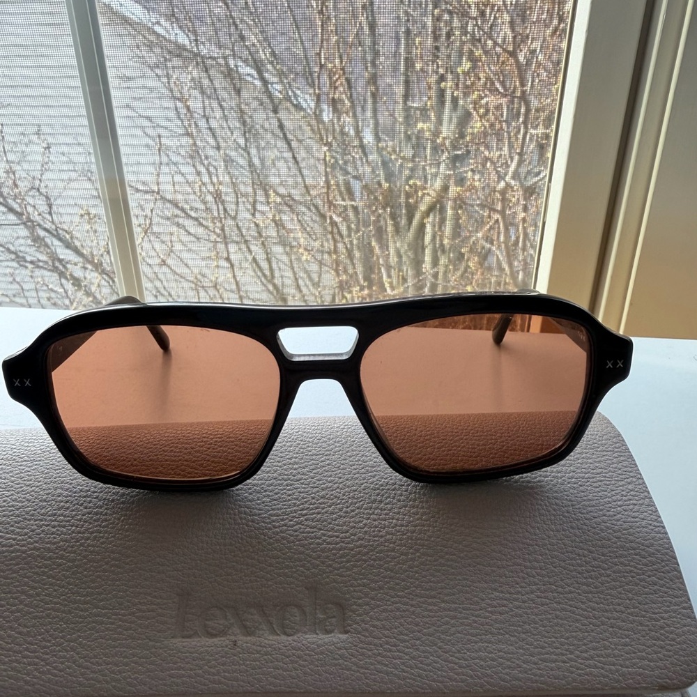 Lexxola Damien Black Frame Sunglasses with Brown/Amber Lenses
